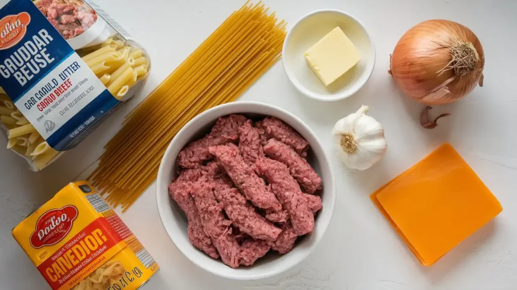 Cheesy Penne with Garlic Butter Ground Beef