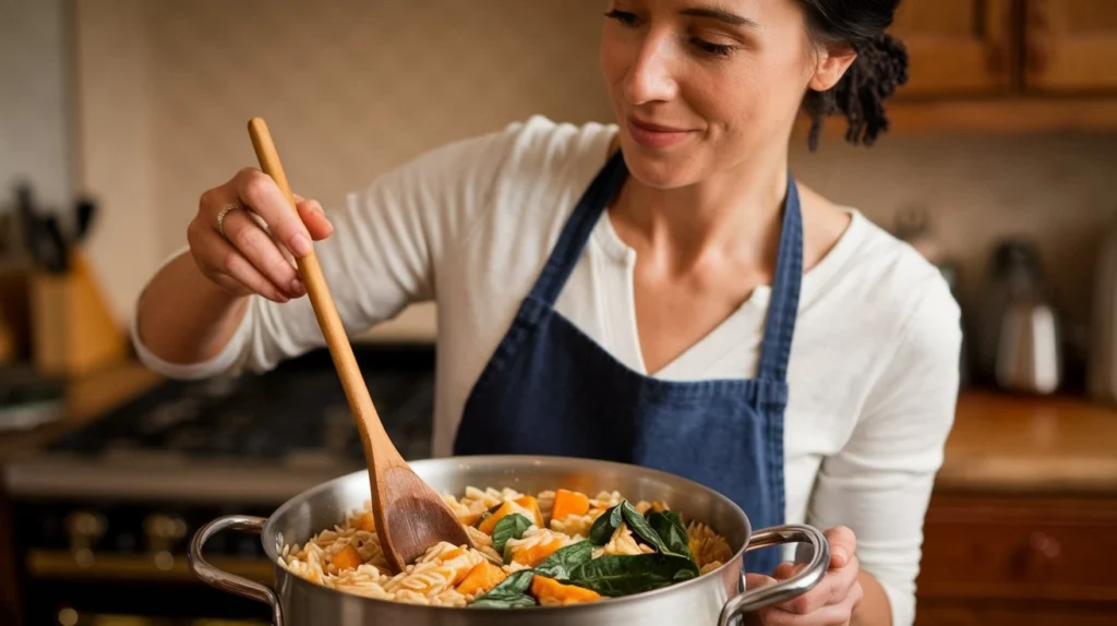 Creamy Orzo with Roasted Butternut Squash and Spinach
