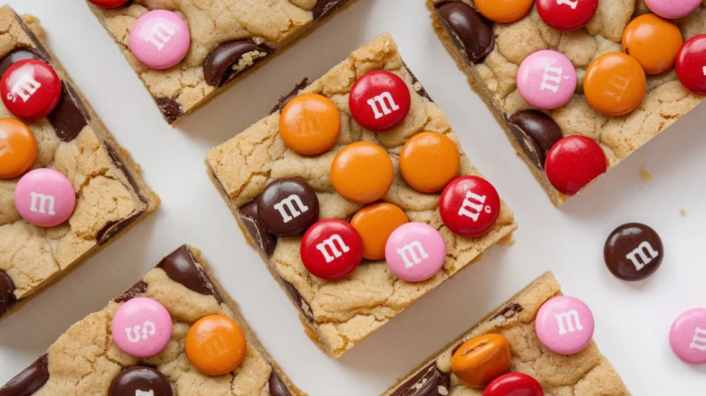 Valentine’s Day M&M Cookie Bars