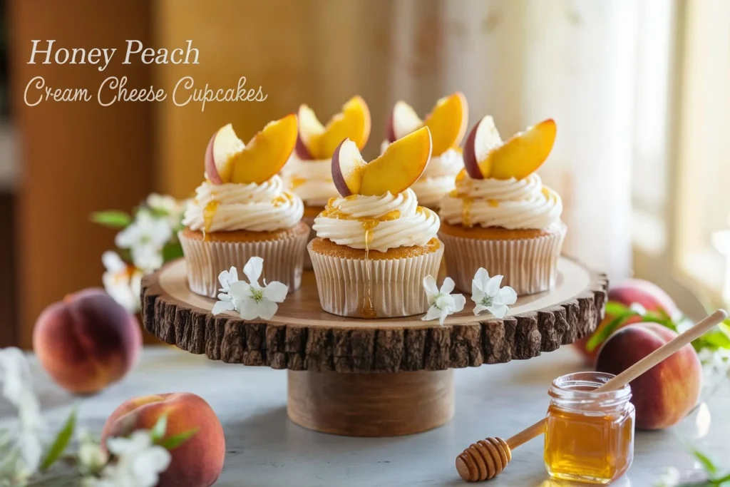 Honey Peach Cream Cheese Cupcakes