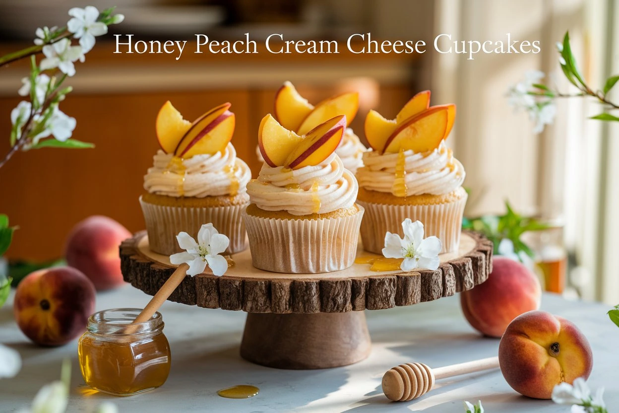 Honey Peach Cream Cheese Cupcakes