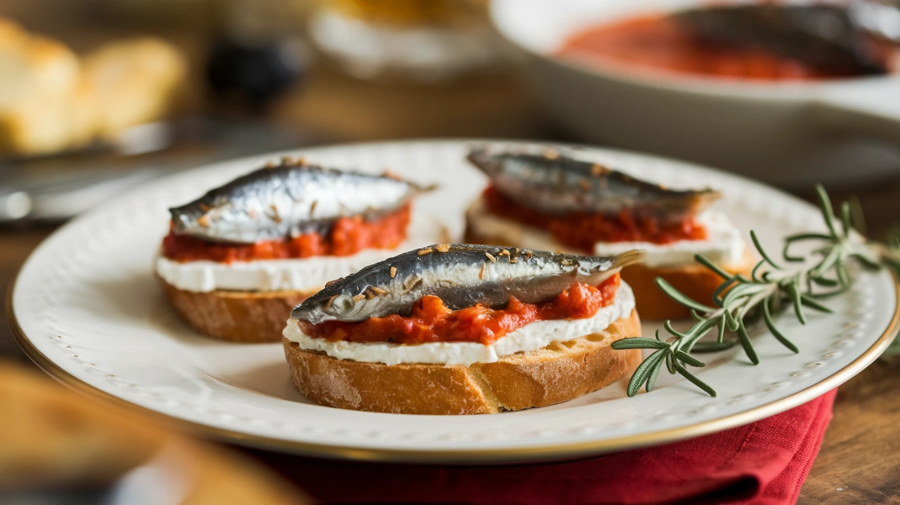 Sardine Goat Cheese Crostini