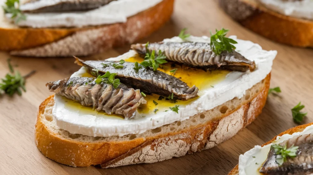 Sardine Goat Cheese Crostini
