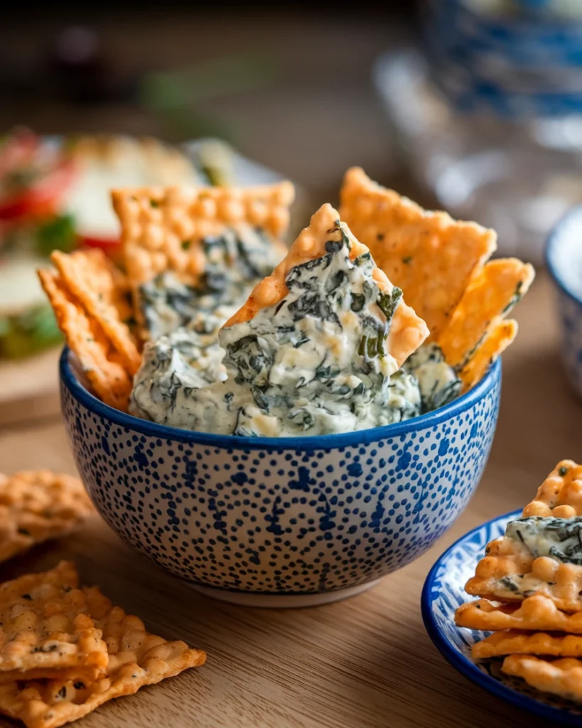 Spinach Dip Cheese Crisps