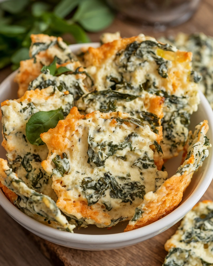 Spinach Dip Cheese Crisps