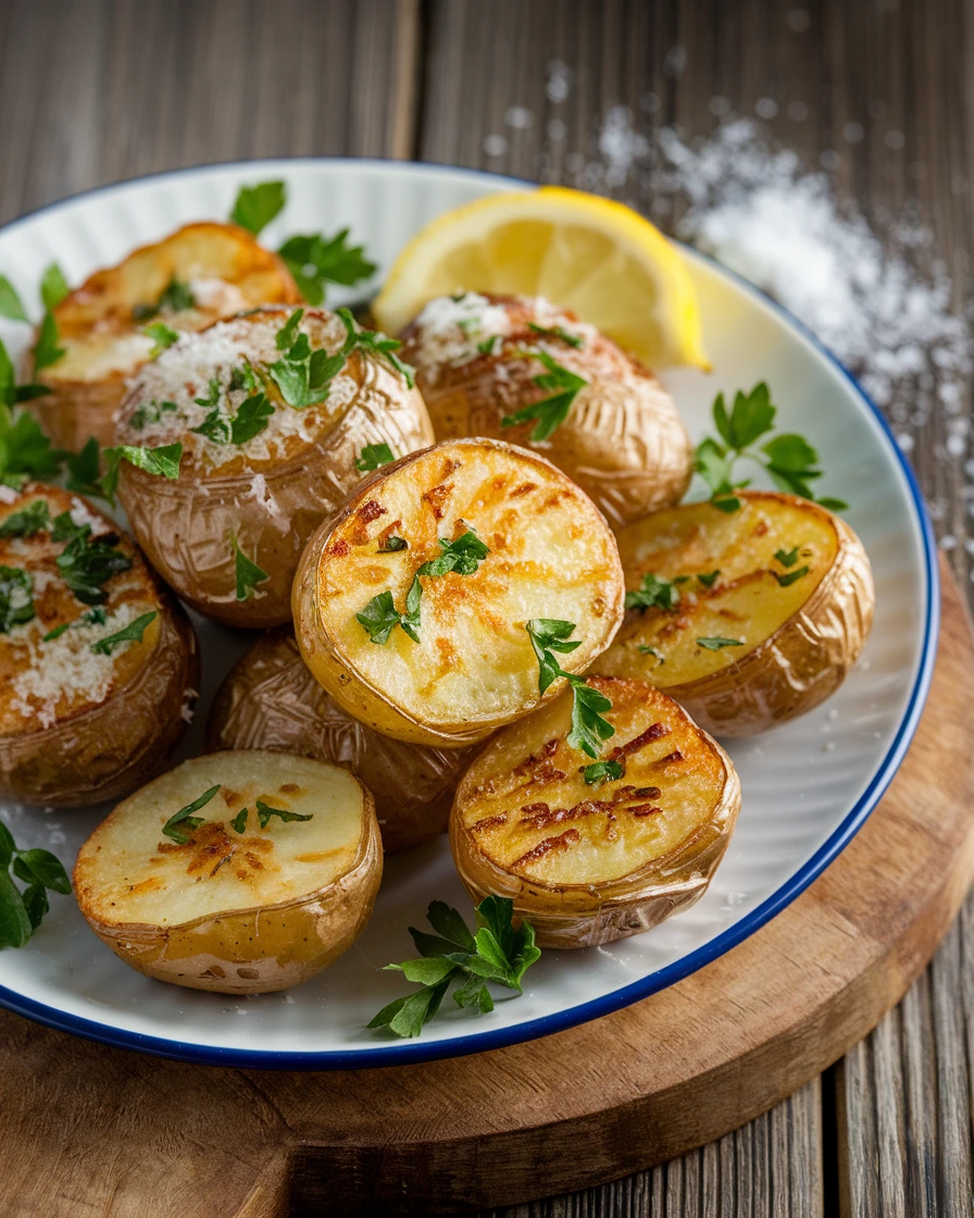 Crispy Roasted Garlic Parmesan Potatoes