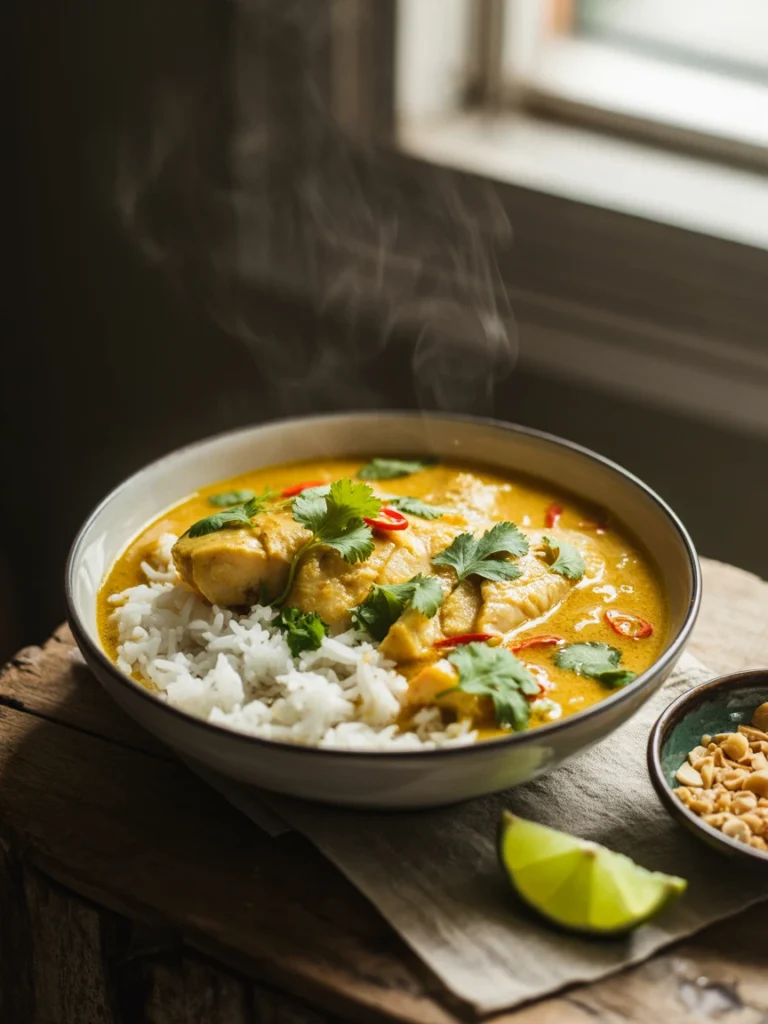 Jasmine Rice With Coconut Lime Fish Curry
