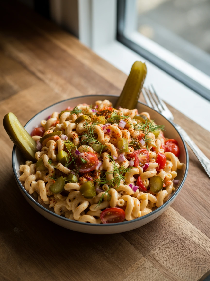 Spicy Pickle Pasta Salad