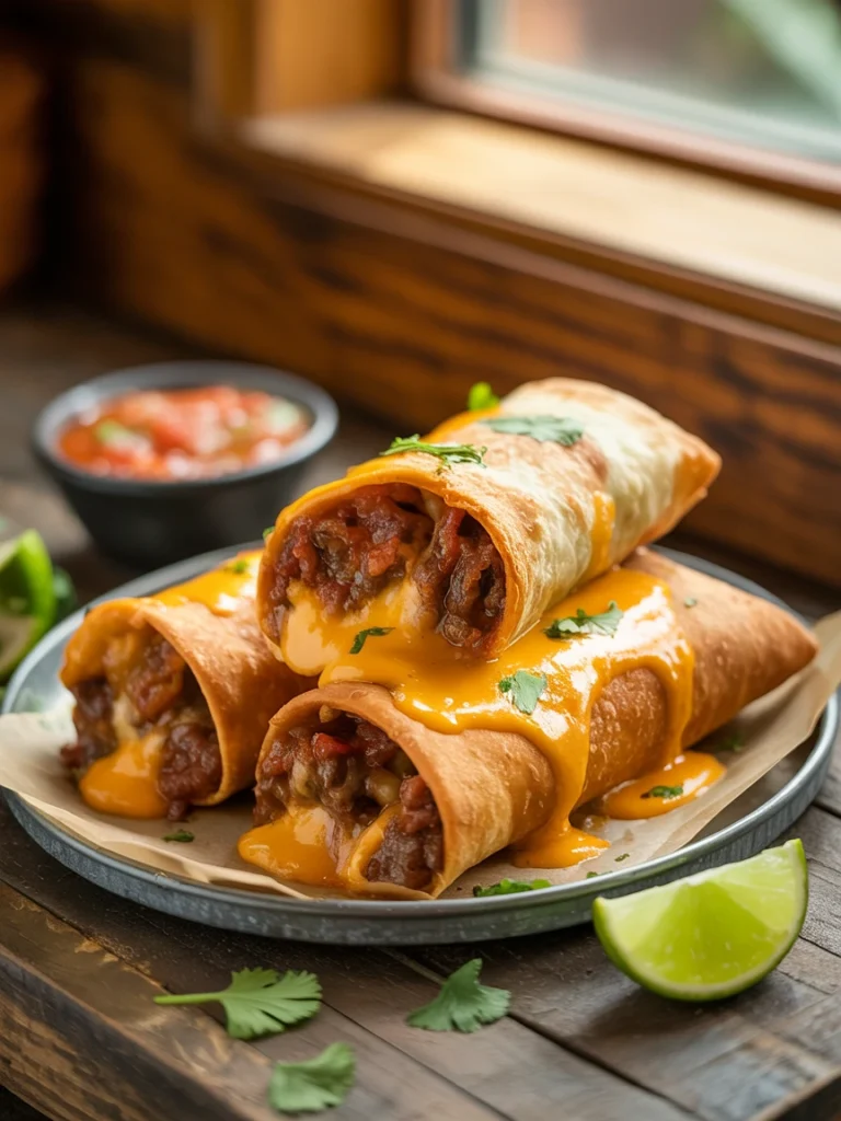 Crispy Beef & Cheese Chimichangas
