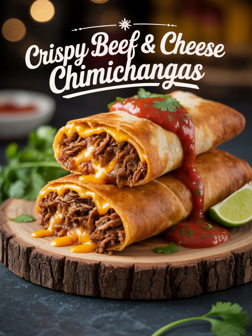 Crispy Beef & Cheese Chimichangas
